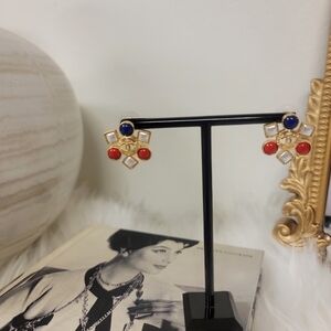 Elegant Gold and Red Chanel Earrings